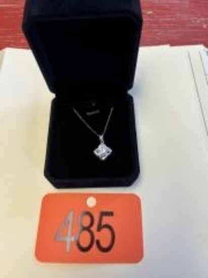 New Sterling Silver 2.0ct Simulated Diamond Clover Necklace, Adjusted 16" to 18"