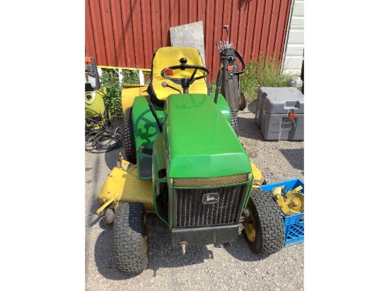 John Deere 212 Lawn Tractor With Mower Deck & Rear Tiller
