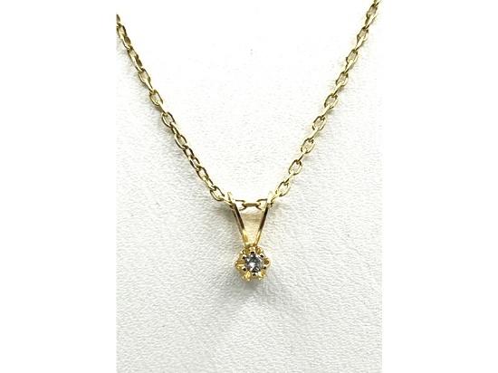 10KT Yellow Gold Natural Diamond (0.02ct) Pendant with Gold Plated Sterling Silver Chain