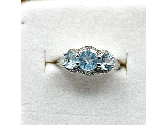 Sterling Silver Natural Blue Topaz (2.5ct) Ring, Size 7