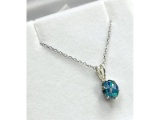 Sterling Silver Opal Earrings and Pendant with Sterling Silver Chain