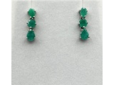 Sterling Silver Natural Emerald Earrings