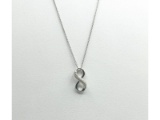Sterling Silver Natural Diamond (0.11ct) Infinity Shape Pendant with Sterling Silver Chain