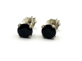 Sterling Silver Natural Sapphire (1ct) Stud Earrings