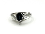 Sterling Silver Natural Blue Topaz (1.25ct) with CZ (0.06ct) Ring, Size 7.75