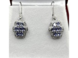 Sterling Silver Natural Tanzanite Lever Back Dangling Earrings