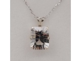 Sterling Silver Natural White Topaz (3.4ct) Pendant with Sterling Silver Chain
