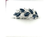 Sterling Silver Natural Blue Sapphire (1.40ct) with Natural White Sapphire (0.20ct) Ring, Size 7