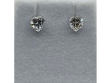 14KT White Gold Heart Cut CZ (1ct) Stud Earrings