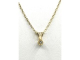 10KT Yellow Gold Natural Diamond (0.02ct) Pendant with Gold Plated Sterling Silver Chain