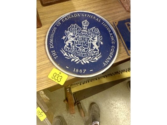 The Dominion of Canada General Insurance Company Steel Sign