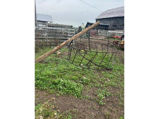 Round Bale Feeder, As Is With Cedar Poles