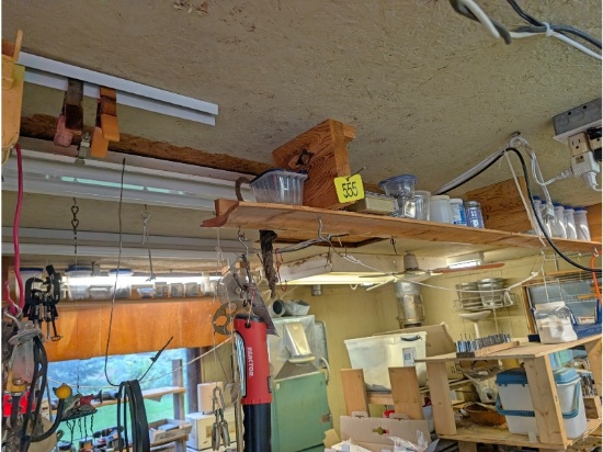 Contents of Overhead Shelf - Including Fasteners, Clamps, Chains, Etc.