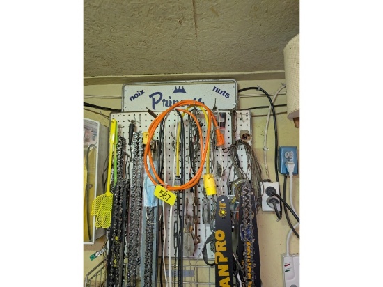 Contents of Corner - Including Chains, Bars, Bolt Cutters, Electrical Testers, Etc.
