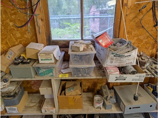 Contents of Shelves on North Wall - Including Large Assortment of Electrical Components