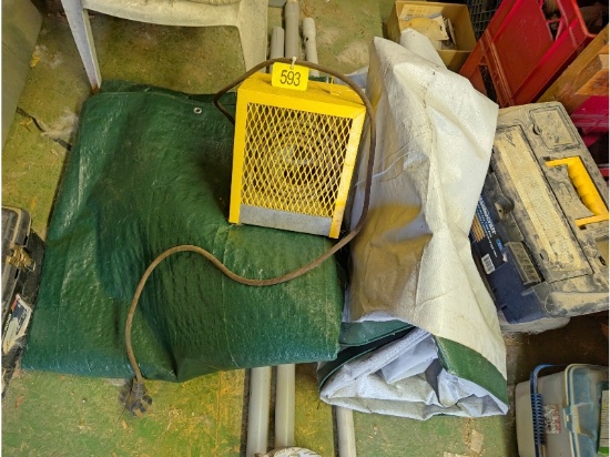 Milk House Heater & 2 Tarps