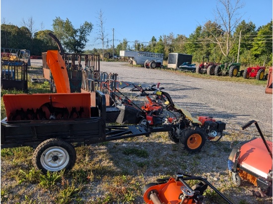 New DCS 2 Wheel Tractor & Attachments Including Sweeper, Flail Mower, Snow Blower & Dump Trailer
