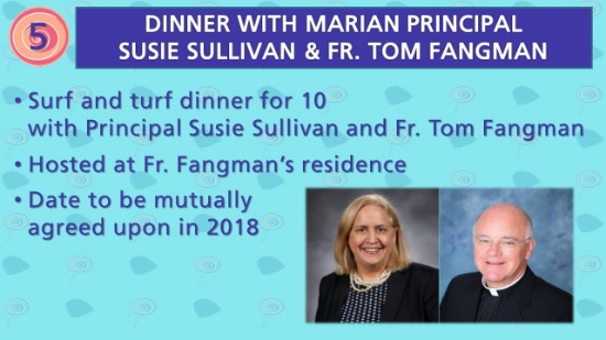 Dinner with Marian Principal Susie Sullivan & Fr. Tom Fangman