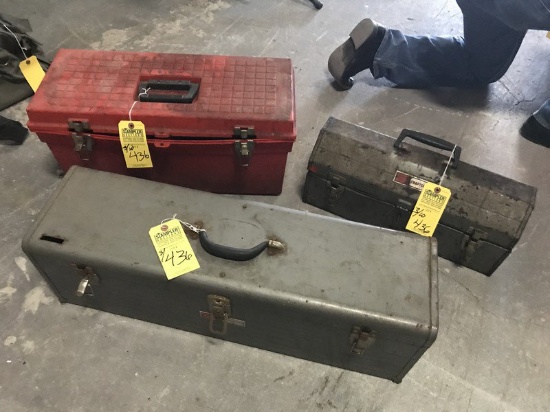 TOOLBOXES WITH CONTENTS - 2- CRAFTSMAN / 1- RED PLASTIC