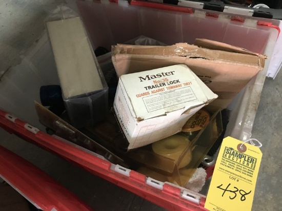 LOT ASSORTED TOOLS, FLASHLIGHTS, PLUMBING LINES, ETC (NO TOTE)