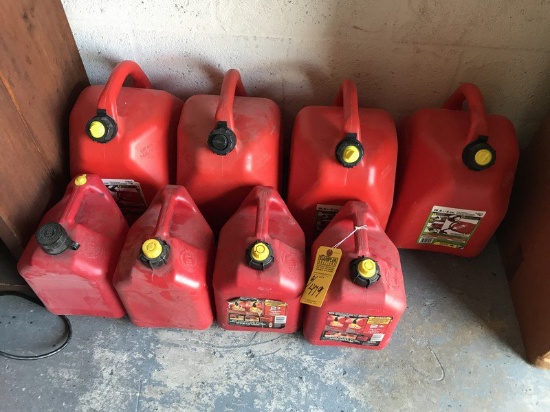 ASSORTED GAS CANS - 4- 5 GALLON / 4- 2 GALLON
