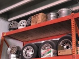 LOT ASSORTED WHEELS & TIRES - CONTENTS OF 2 SHELVES