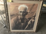 FRAMED PHOTOGRAPH - OLD MAN & THE SEA - SIGNED GREGORIO FUENTES IN INK - OVERALL 31'' HIGH x 27'' WI