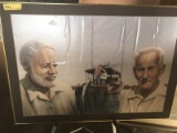 FRAMED & MATTED COMPOSITE PICTURE OF PAINTINGS - HEMINGWAY, FUENTES & PILAR - COPYRIGHT 1990 C SADOL