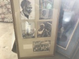 FRAMED GROUP OF 5 PICTURES & A NOTE - 4 PICTURES OF HEMINGWAY / 1 PICTURE OF FUENTES / 1 NOTE - OVER