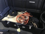 LOT ASSORTED CABLES, ELECTRICAL & MICROPHONE WITH CASE