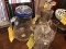 ASSORTED GLASS / CRYSTAL PIECES (SMALL CHIP ON CUT CRYSTAL JAR)