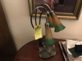 TABLE LAMP WITH 3 GLASS TULIP SHADES