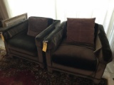 BROWN VELOUR ARM CHAIRS