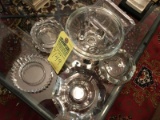 CRYSTAL / GLASS PIECES - 2 ROSENTHAL ASHTRAYS / 3 ASSORTED ASHTRAYS / FOOTED BOWL