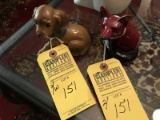 FIGURINES - ROSENTHAL DOG / ROYAL DOULTON FOX - APPROXIMATELY 4'' EACH
