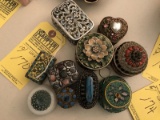 ASSORTED JEWELED COVERED JARS / BOXES