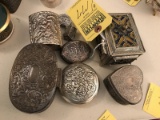ASSORTED SILVER TONE BOXES, PILL BOXES, ETC