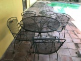 5 PIECE METAL PATIO TABLE SET WITH UMBRELLA TABLE & 4 CHAIRS