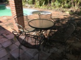 5 PIECE METAL PATIO TABLE SET WITH GLASS TOP TABLE & 4 CHAIRS