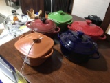ASSORTED CERAMIC COVERED COOKWARE