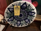 BLUE & GREEN FLORAL CHARGER WITH STAND - 14''