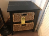 TABLE WITH 2 WICKER DRAWERS