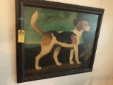 FRAMED OIL ON CANVAS - BEAGLE - SIGNED SKILLING - 36''H x 42''W