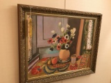 FRAMED ARTWORK - FLOWERS ON TABLE - 24'' x 28''