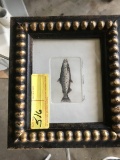 FRAMED WATERCOLOR - ''SALMON'' - SIGNED OLSON (IN PENCIL) - NUMBERED 90/100 - 7'' x 8''