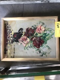 FRAMED OIL ON BOARD / WORLD RECORD PAINTING - FLOWERS (90 SECONDS) - SIGNED MORRIS KATZ - 13'' x 10'