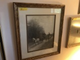 FRAMED PRINT - BUGGY WITH HORSES ESCORT - 30'' x 26''