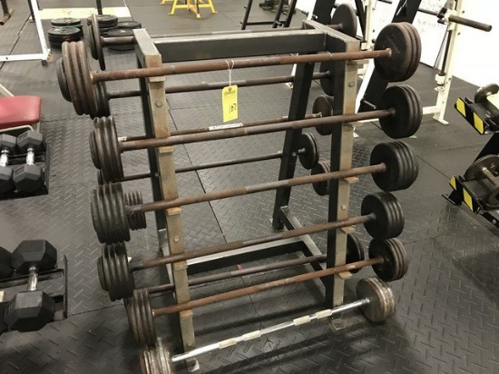 BARBELLS WITH RACK - 980LBS - 40 / 50 / 60 / 70 / 80 / 80 / 90 / 90 / 100 / 100 / 110 / 110