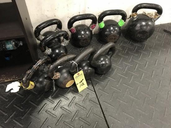 ASSORTED KETTLE BELLS (APPROXIMATELY 240LBS)