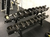 RACK - 10 PAIRS DUMBBELLS- 495LBS - 15 / 20 / 25 / 30 / 35 / 45 / 50 / 55 / 70 / 75